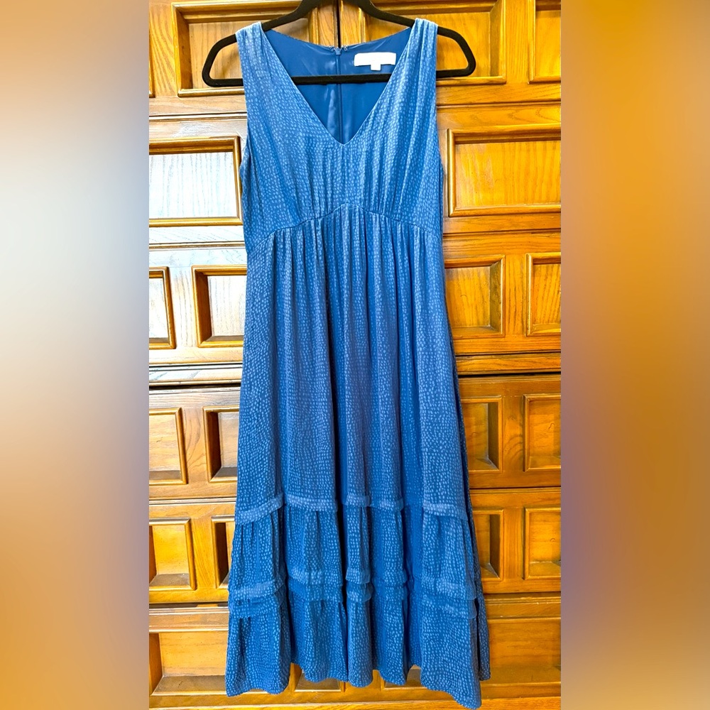 LOFT Tiered Strapless Blue Dress